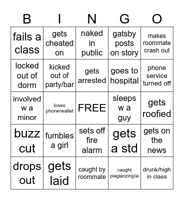 nate college bingo Card
