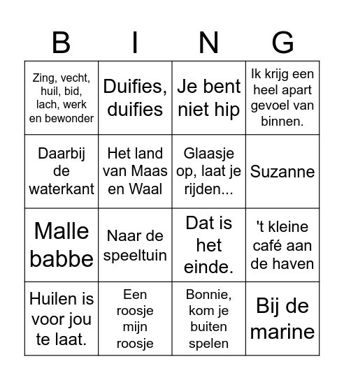 muziek bingo Card