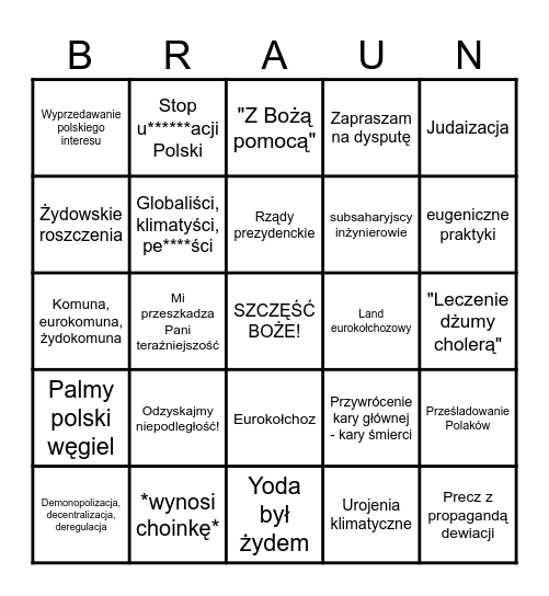 Grzegorz Braun BINGO Card