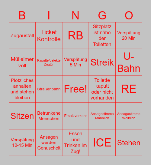 Zug Bingo Card