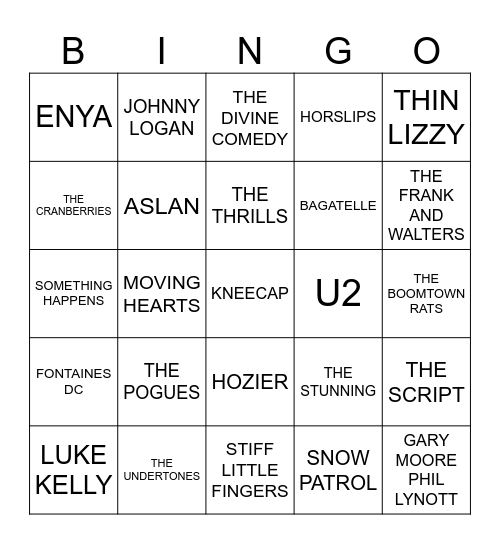 ERIC'S IRISH HIT MACHINE Bingo Card