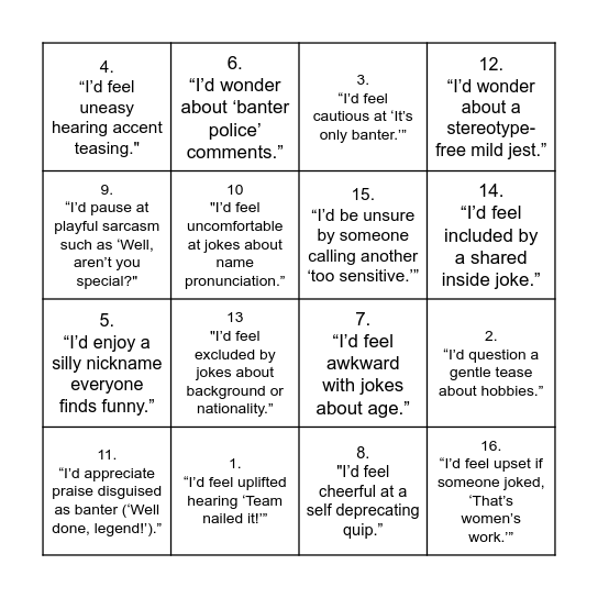 Gateley Banter Bingo Card