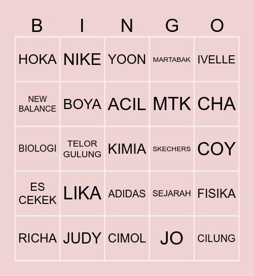DEUL Bingo Card