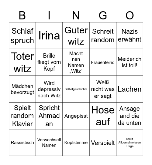 Kappen Bingo Card