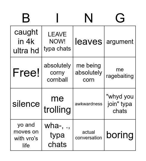 Friend Bingo Card