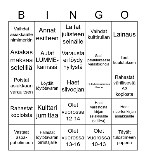 JÄÄTELÖBINGO Card
