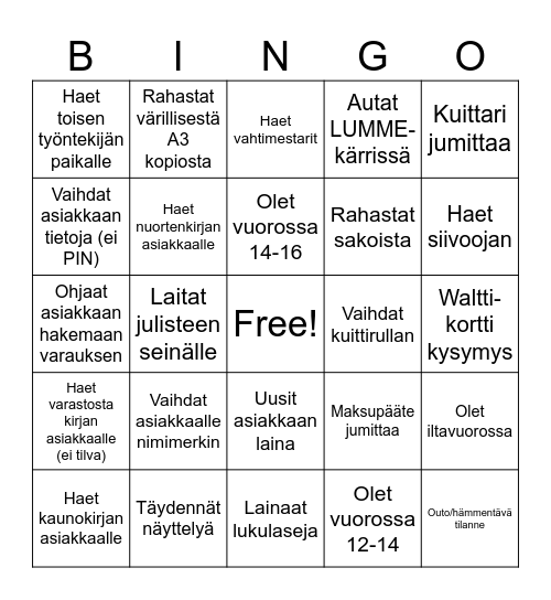 KESÄBINGO   3 BINGOA = JÄÄTELÖÄ!!! Bingo Card