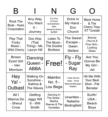 NEDP Summer Music Bingo! Bingo Card