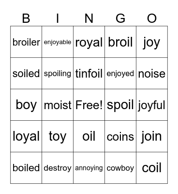 OI / OY BINGO! Bingo Card