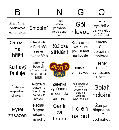 Střešovice - DJM Bingo Card