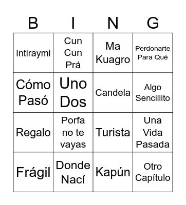 Manía Musical 2025 Bingo Card