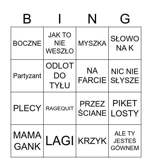 DAMIAN RAGE Bingo Card