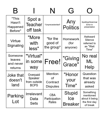 DC PD BINGO Card
