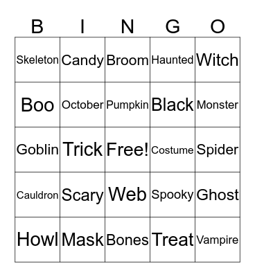 Halloween Bingo Card