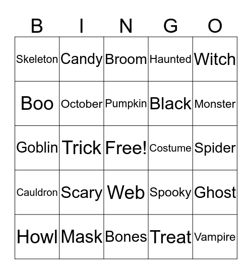 Halloween Bingo Card