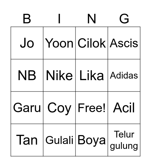 BINGO Card