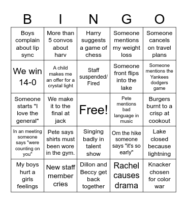 Camp 2025 Bingo Card