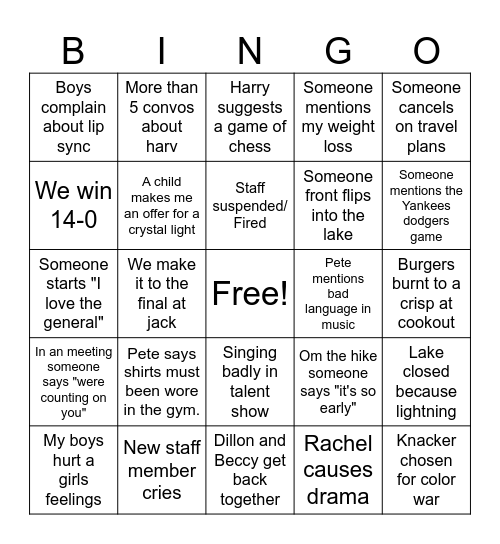 Camp 2025 Bingo Card