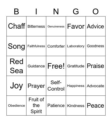 God's Laboratory Bingo Card