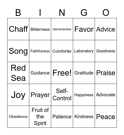 God's Laboratory Bingo Card