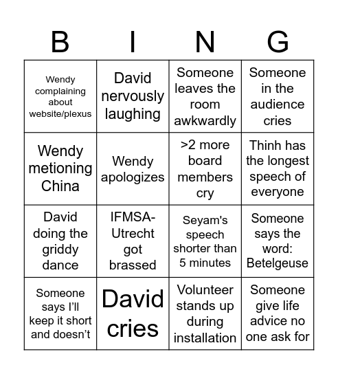 Betelgeuse Board Switch Bingo Card