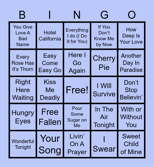 Music Bingo 3 Bingo Card