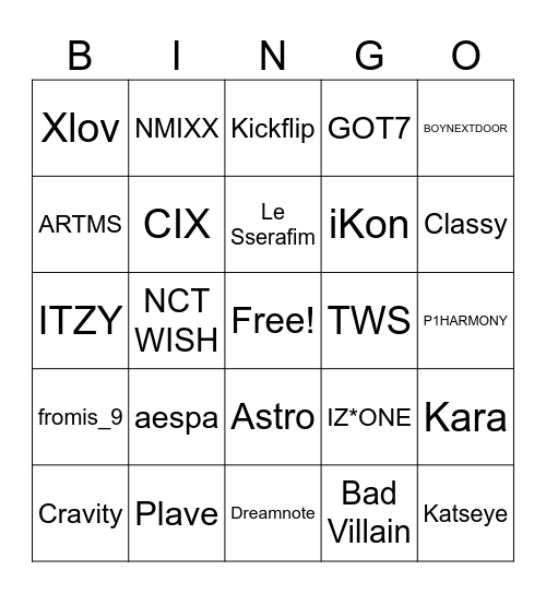 Damien Bingo Card