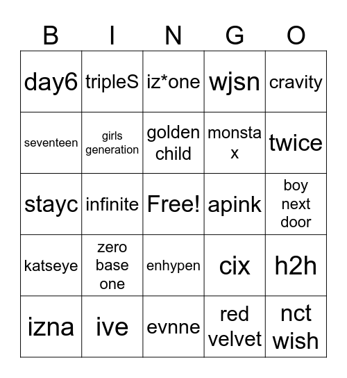 mew’s bingo!!! Bingo Card