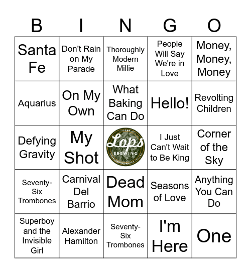 Broadway Blockbusters Bingo Card