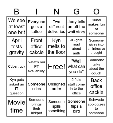 Office Bingo is BACK Bingo Card