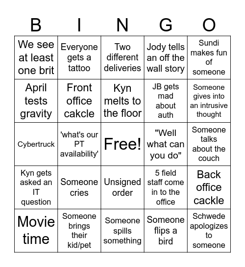 Office Bingo is BACK Bingo Card