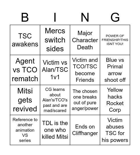 Animator vs Animation Season 3 Prediction Bingo Card