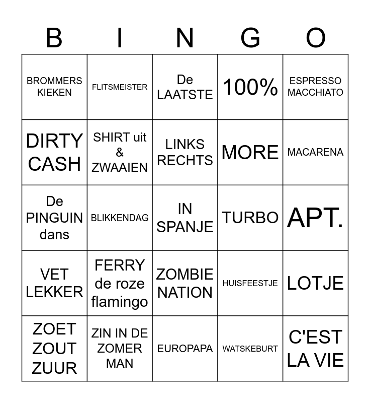 !! FEEST !! Bingo Card