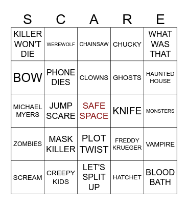 HORROR BINGO Card