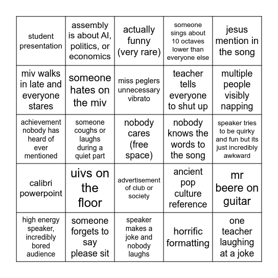 spgs assembly bingo Card