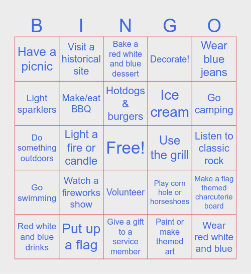 4th of July! Bingo Card