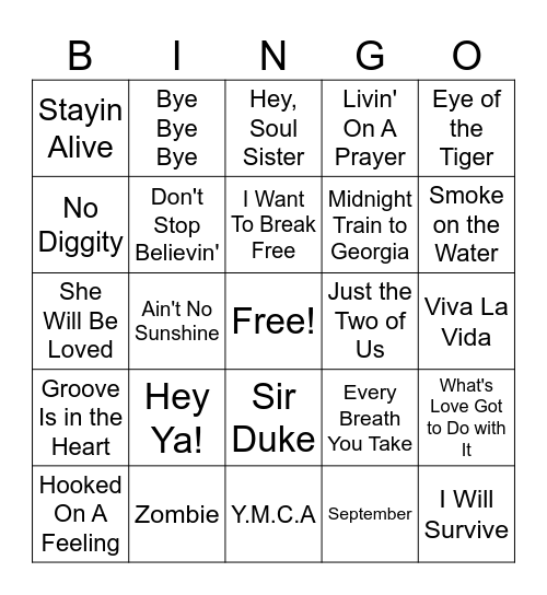 Music Bingo Card
