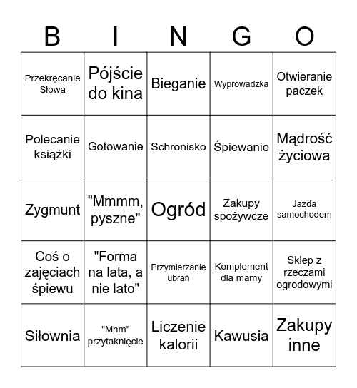 Makówkowe BINGO Card