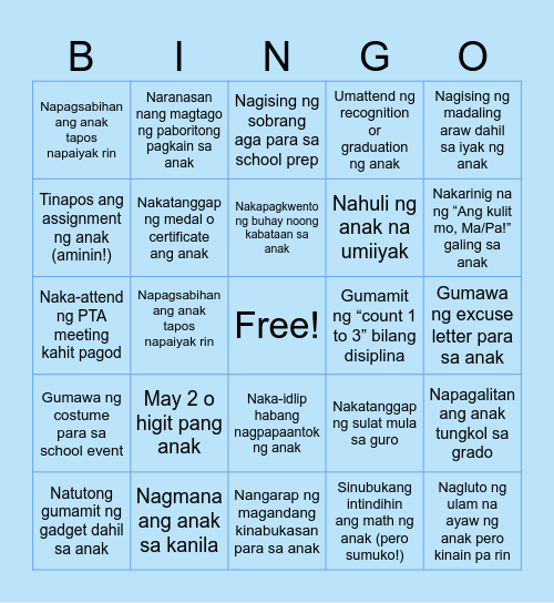 MAMA MO BINGO Card