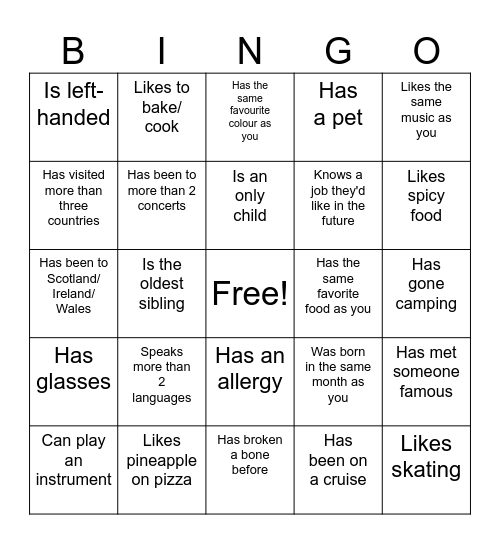 Icebreaker Bingo: Find Someone Who Bingo Card