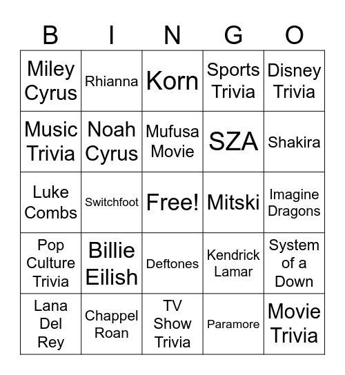 Unit 2 Bingo Card