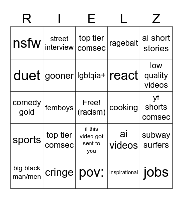 IG RELLS Bingo Card