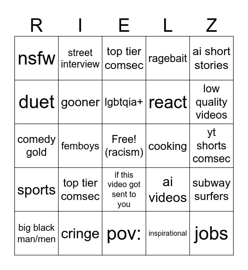 IG RELLS Bingo Card