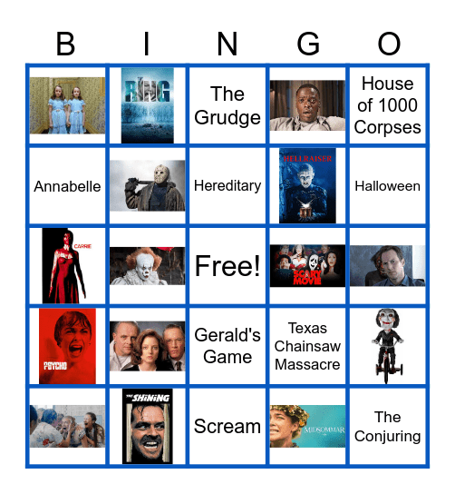 Scary Movie Bingo Card
