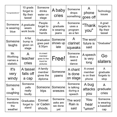 2025 Graduation Bingo Card