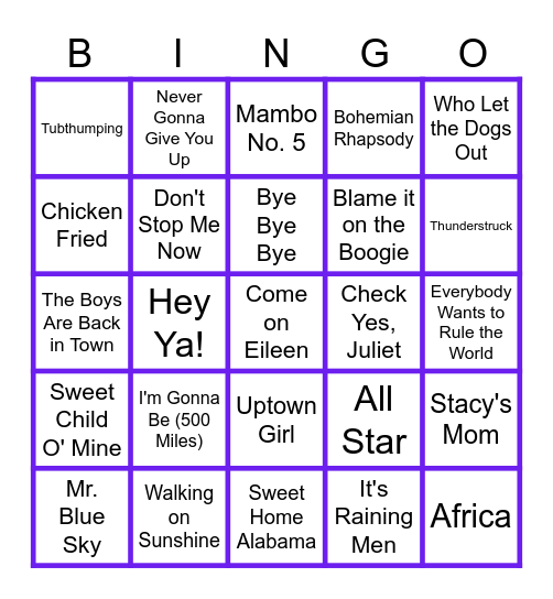 CLASSICS Bingo Card