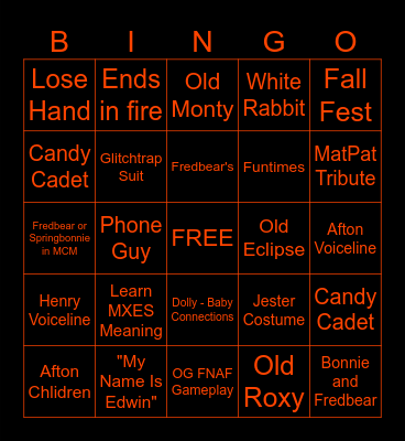 Secret of The Mimic Bingo Card