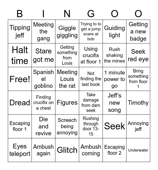 Doors blackout bingo Card