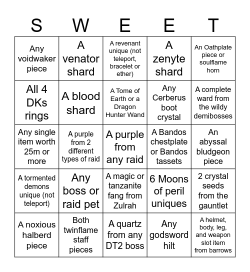Team 1 Bingo Card