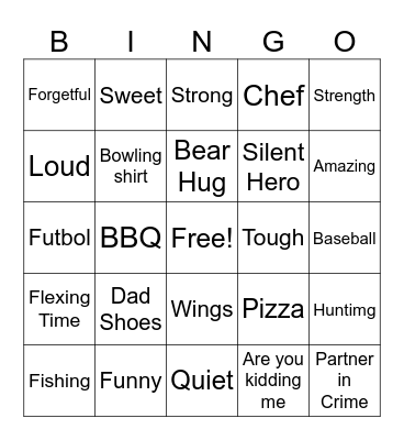 Just A Little Father's Day Fun! Bingo Card